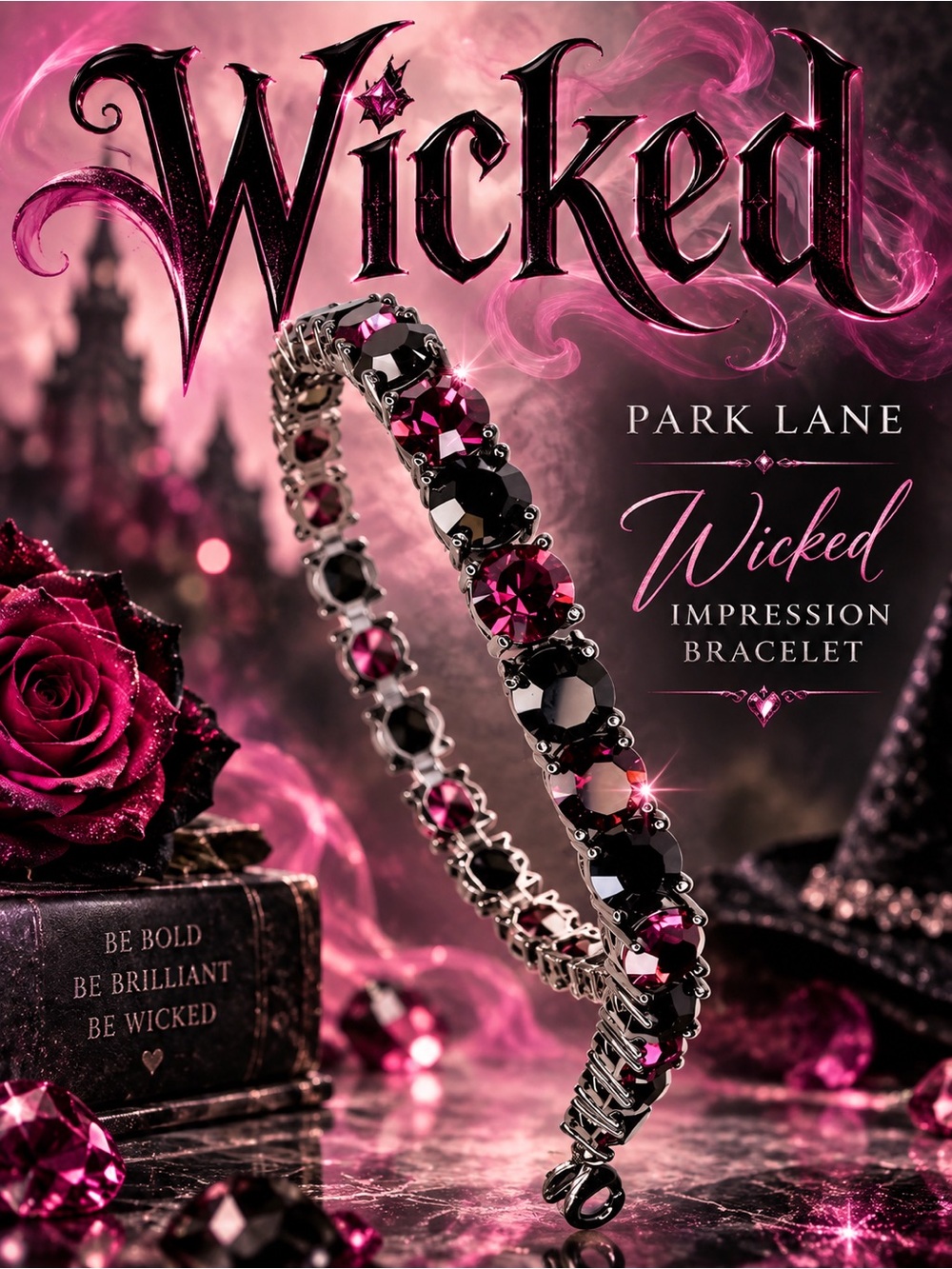 Park Lane Wicked Impression Tennis Bracelet Limited Edition Purple Black Crystal